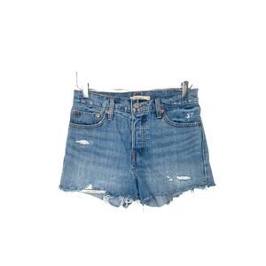 Levi's Premium‎ Distressed Wedgie Denim Cut Off Frayed Hem Jean Shorts Size 28